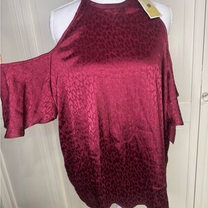💕Michael Kors Burgundy Cold Shoulder Blouse